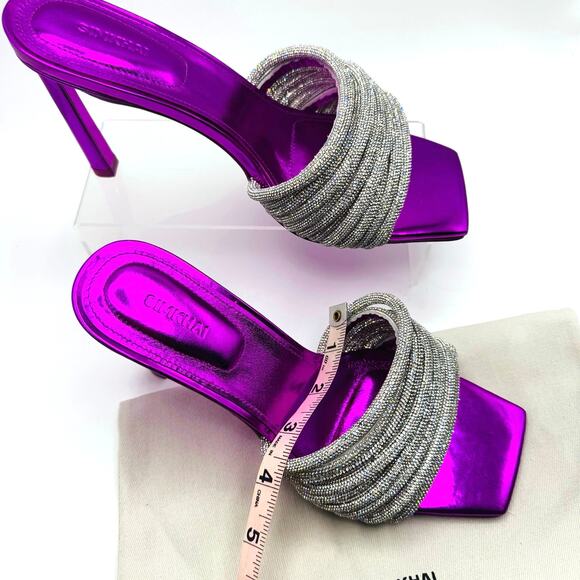 Jonathan Simkhai Crystal Embellishments Fuchsia Party Slides size 38 - Picture 10 of 15